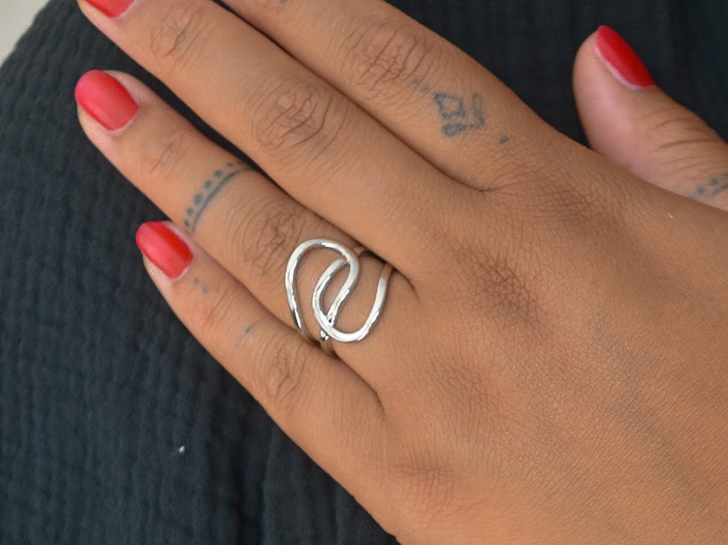Twisted snakes ring zilver