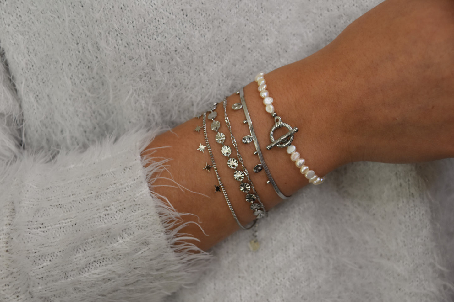 Pearl armband zilver