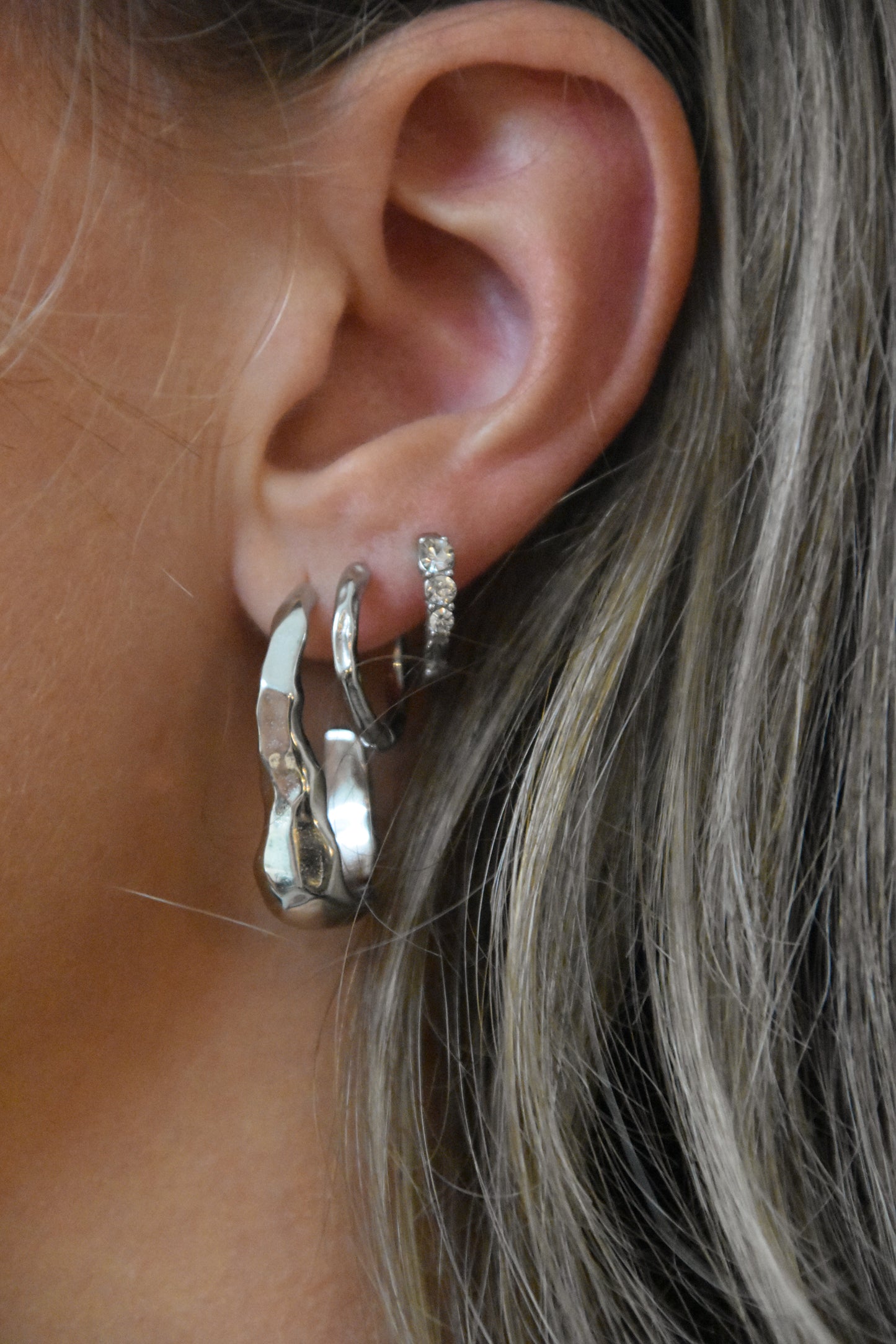 Asymmetrische oorbellen zilver