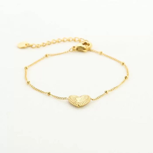 Heart armband goud