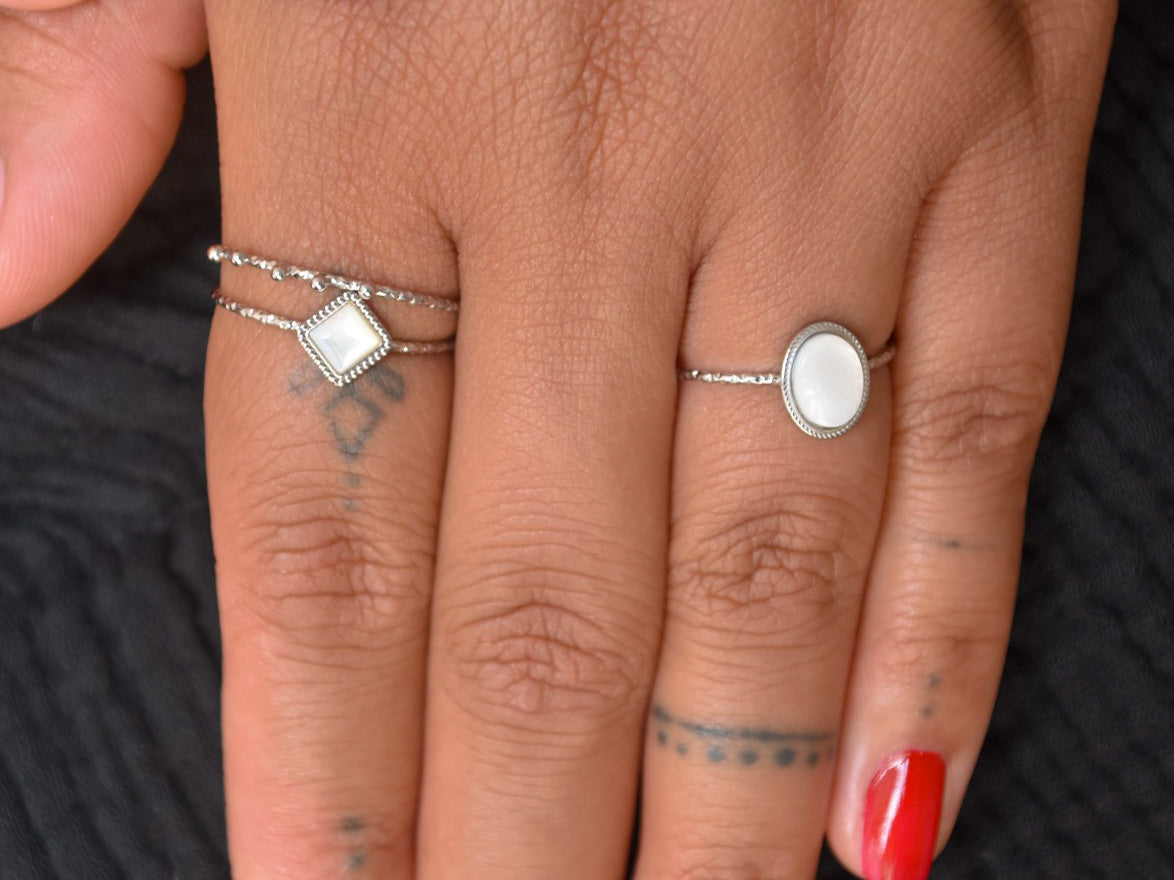 Ring minimalistisch dots zilver